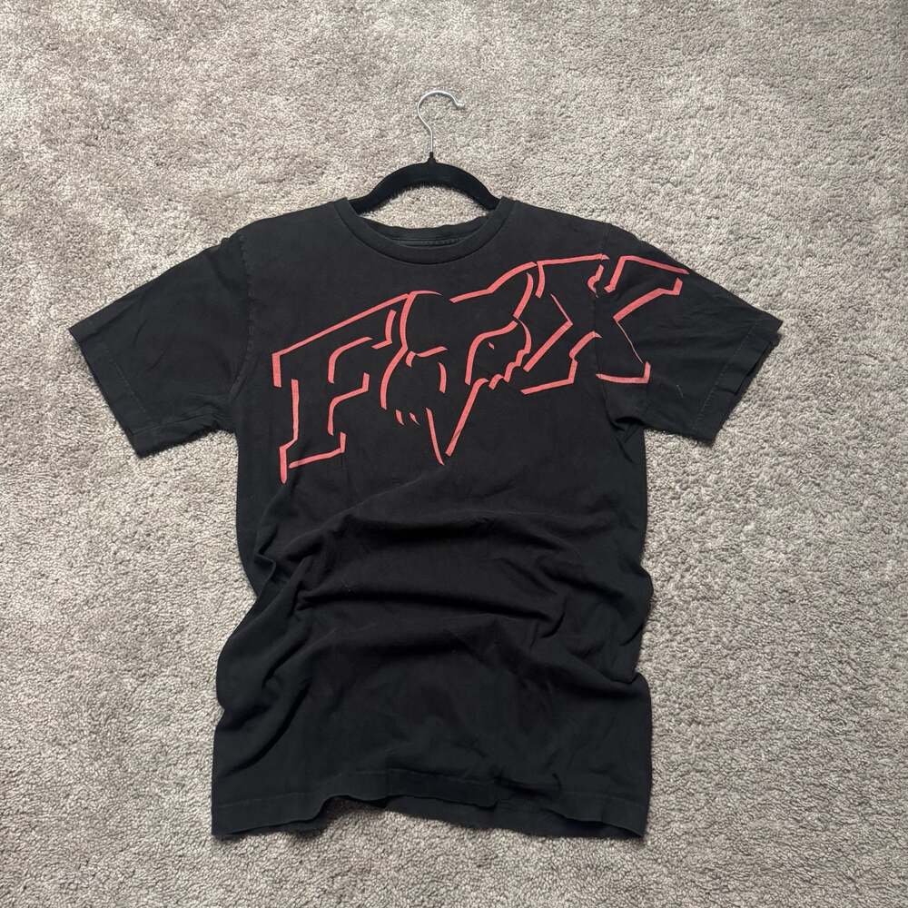 Fox Racing Logo Graphic T-Shirt Black Red Size S